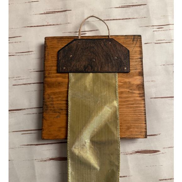 Holiday Christmas Card Holder Noel Wooden Topper White Velvet Gold Ribbon - Picture 3 of 5